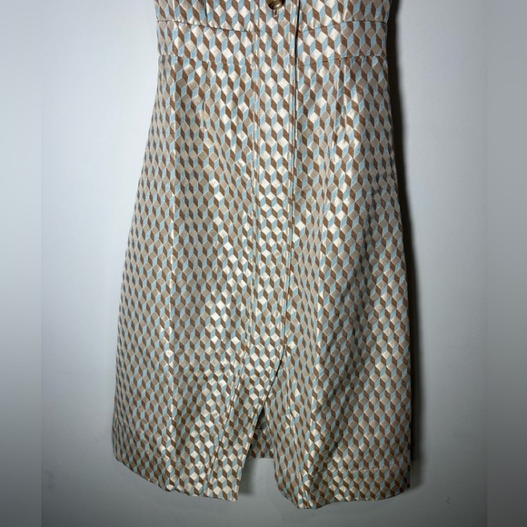 Tuckernuck NWT Ocean Spray Sleeveless Cheyenne Dress size XS tan/blue geo print - Picture 8 of 14